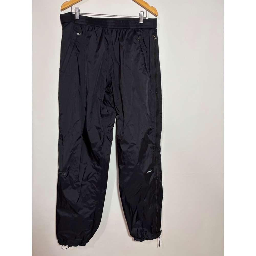 Marmot Rain Pants Mens XL Black PreCip Full Side Zip Waterproof Ripstop Hiking